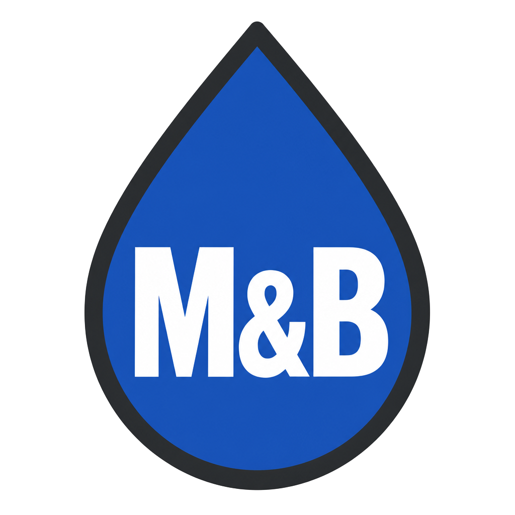 M&B Plumbing and Septic water-drop logo